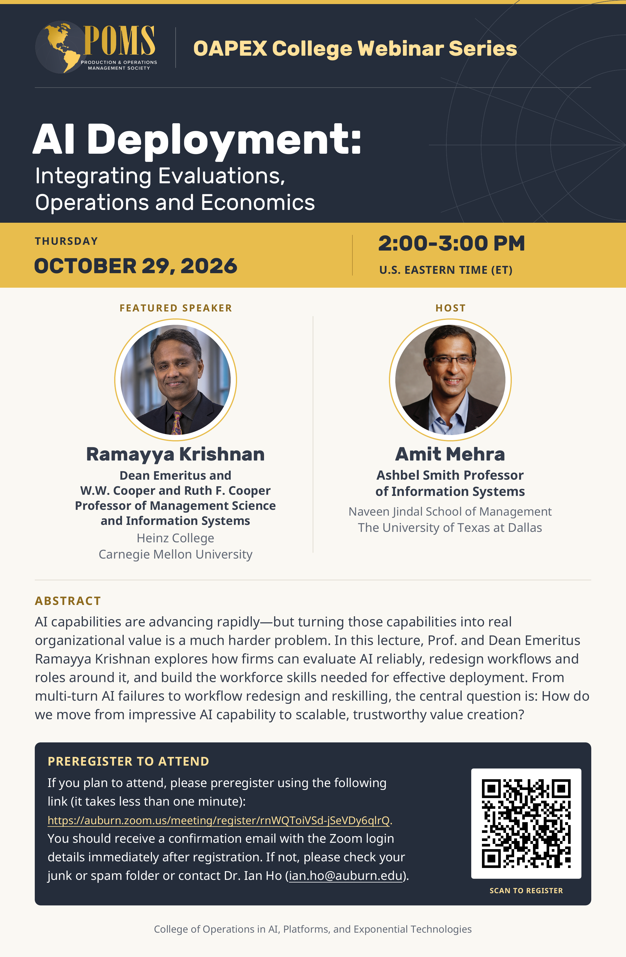 Inaugural OAPEX College Webinar Series 2026-2027